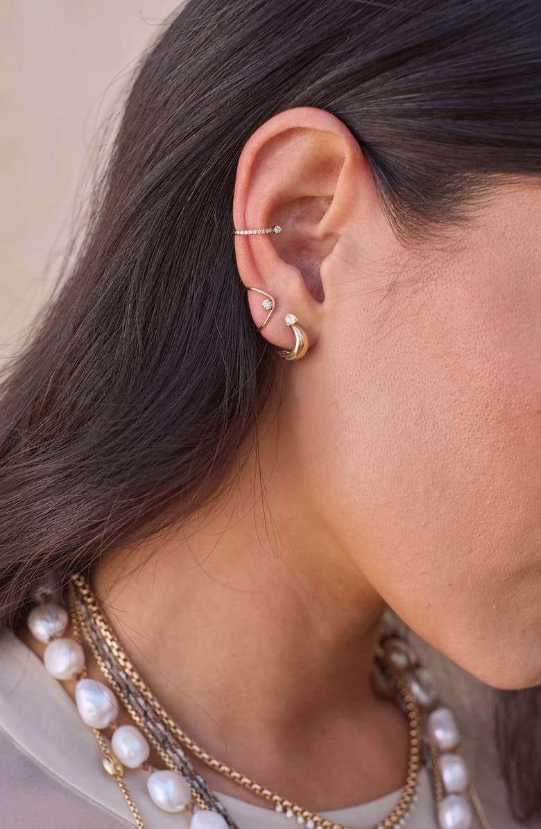 Zoë Chicco 14K Gold Thin Pearl Hoop Earrings, Alternate, color, 14K Yellow Gold / White Pearl