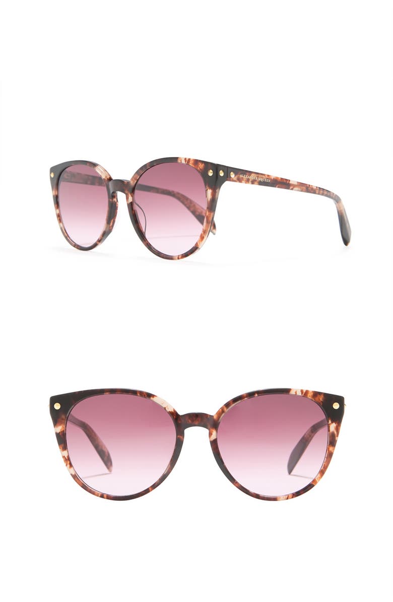 McQueen 55mm Round Sunglasses, Main, color,
