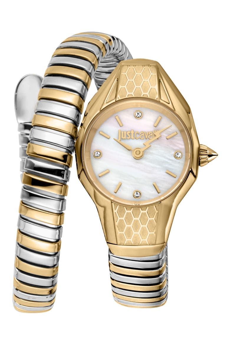 Vivace Snake Wraparound Bracelet Watch, 22mm x 33mm, Main, color, SILVER/ GOLD