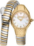 Just Cavalli Vivace Snake Wraparound Bracelet Watch, 22mm x 33mm