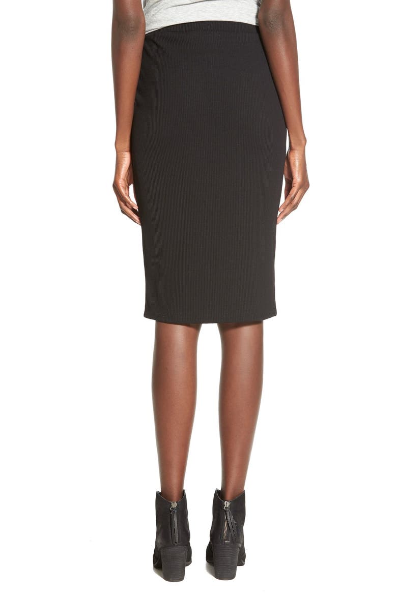 Rib Knit Pencil Skirt, Alternate, color, BLACK