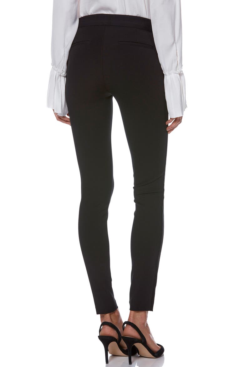 Tereza Velvet Side Stripe Slim Pants, Alternate, color, BLACK
