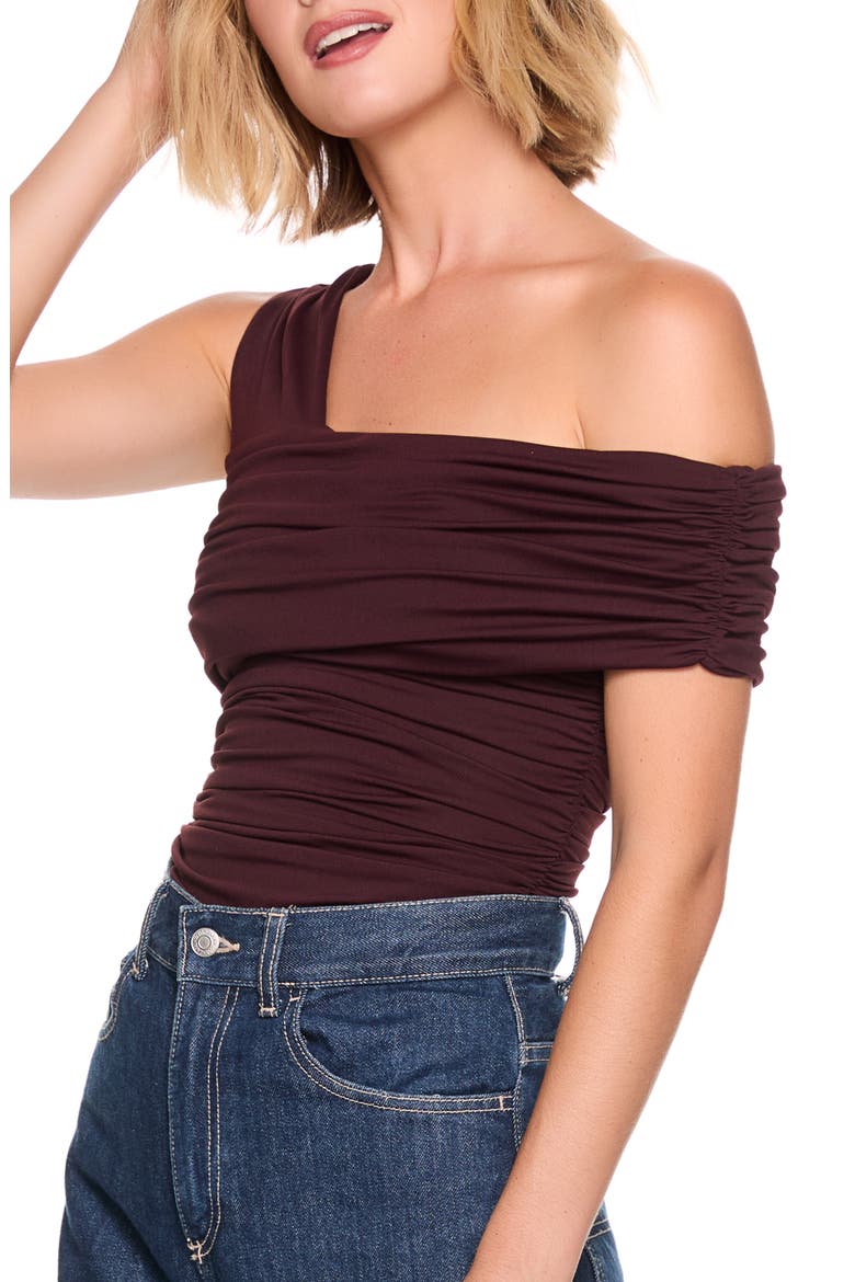 One-Shoulder Gathered Knit Top, Alternate, color, SHIRAZ