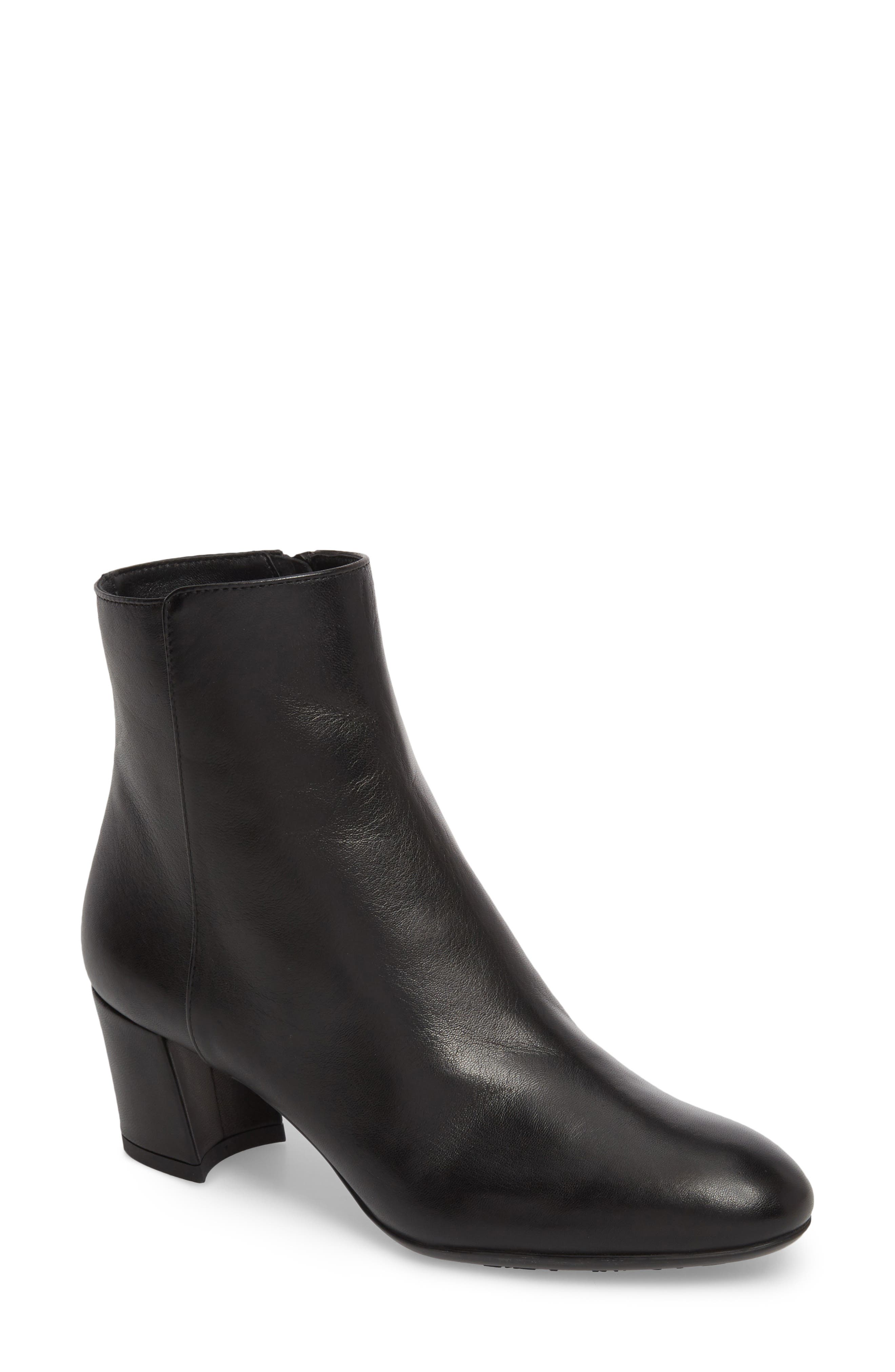 Block Heel Bootie, Main, color, BLACK LEATHER