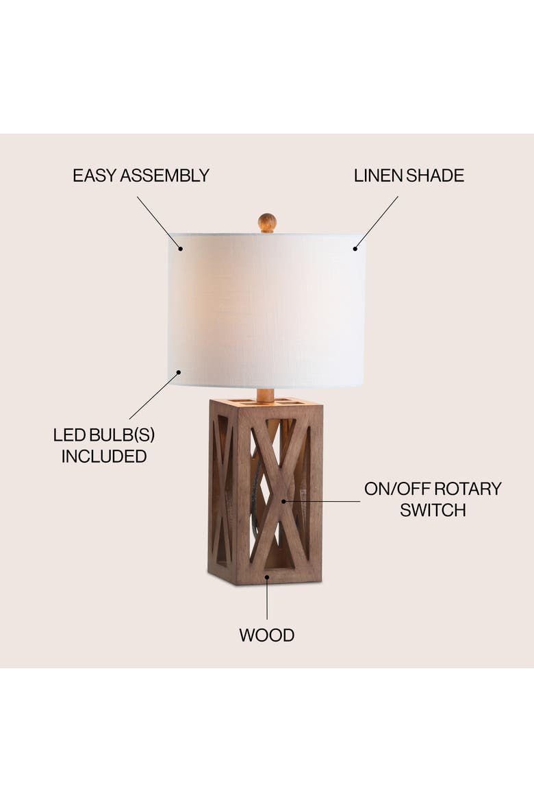 Stewart Farmhouse Wood LED Table Lamp, Alternate, color, Brown