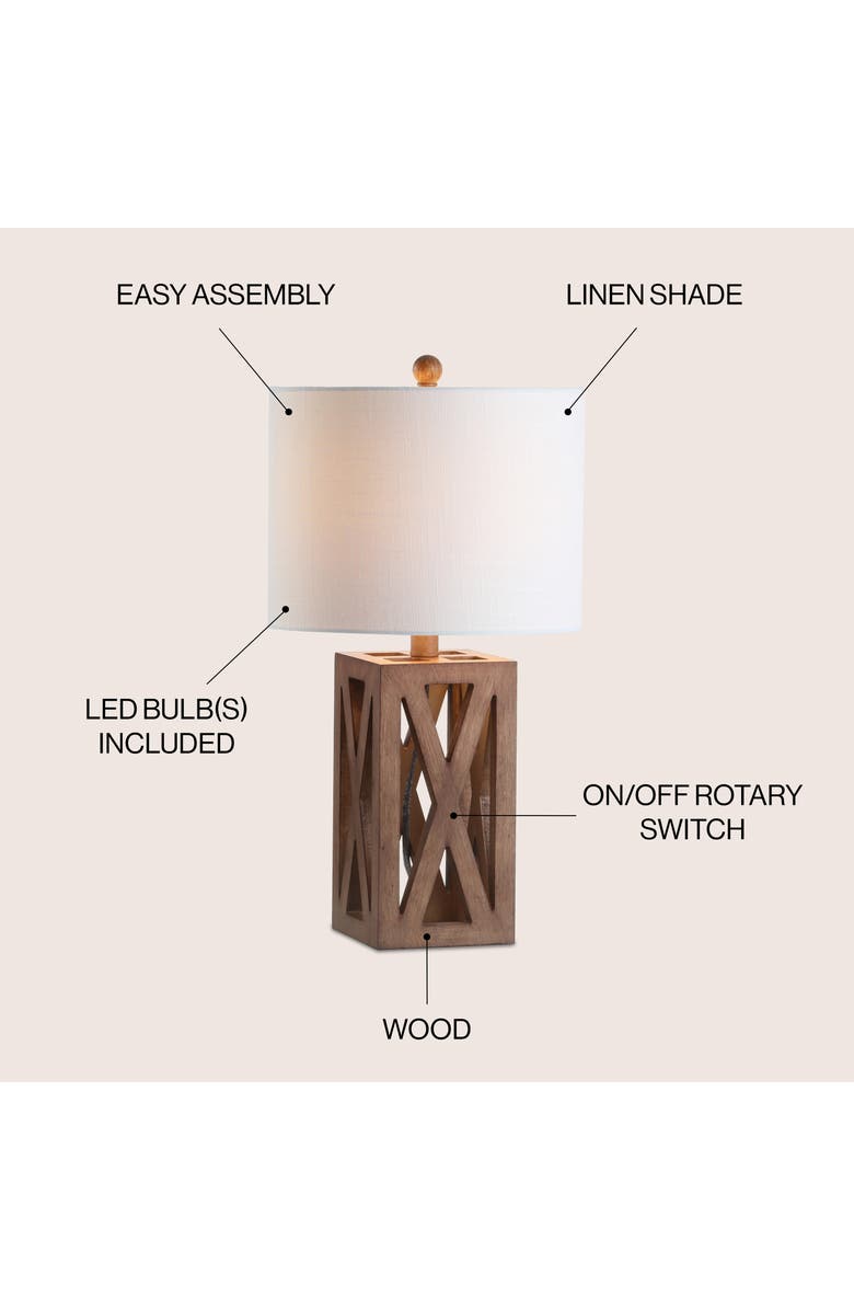 JONATHAN Y Stewart Farmhouse Wood LED Table Lamp, Alternate, color, Brown