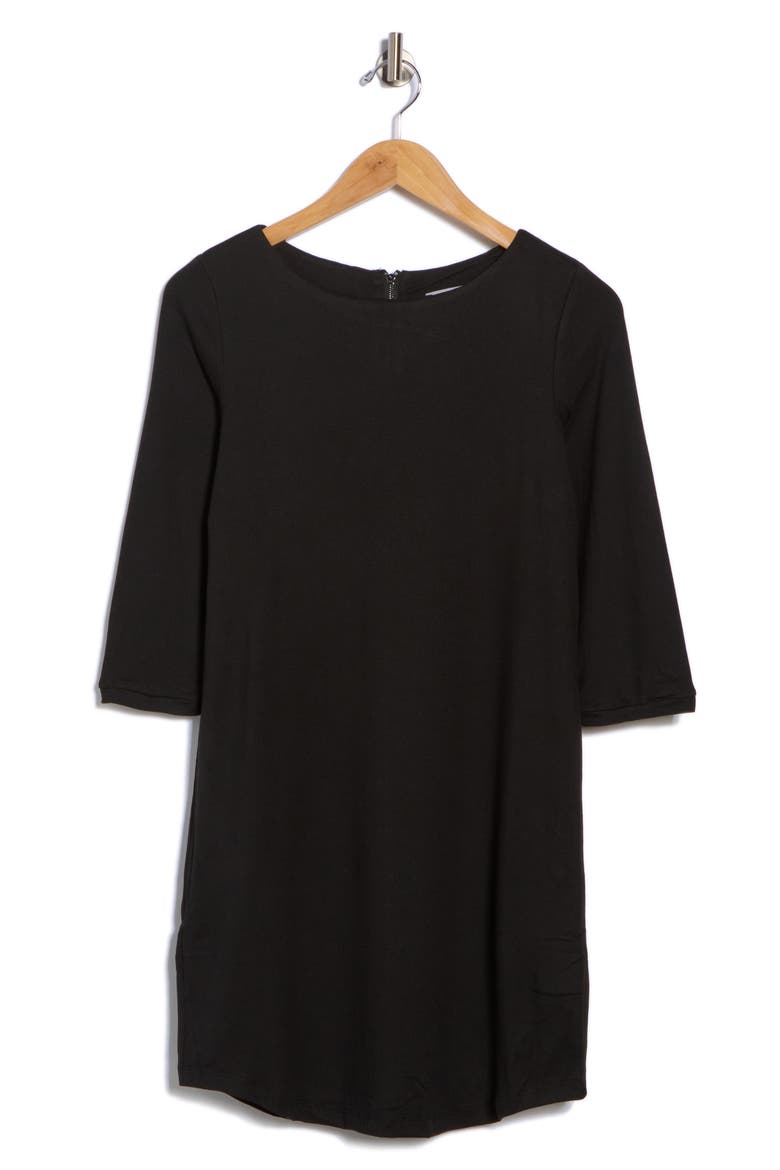 Eros Stretch Jersey Shift Dress, Alternate, color, BLACK