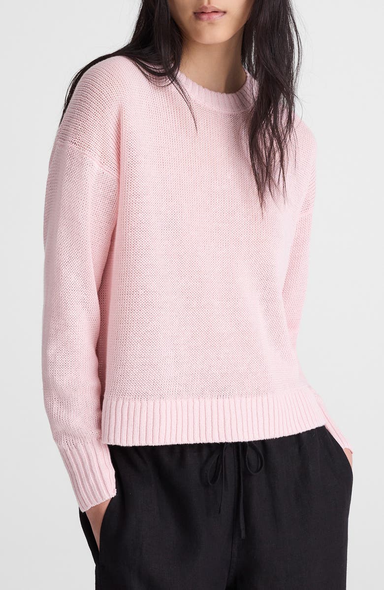 Madewell Linen Drop Shoulder Sweater, Main, color, Pink Blush