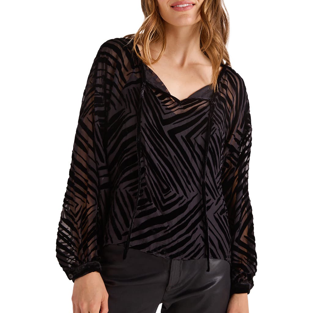 Bella Dahl Burnout Velvet Split Neck Top in Black  product