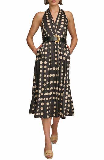 Polka Dot Belted Midi Dress
