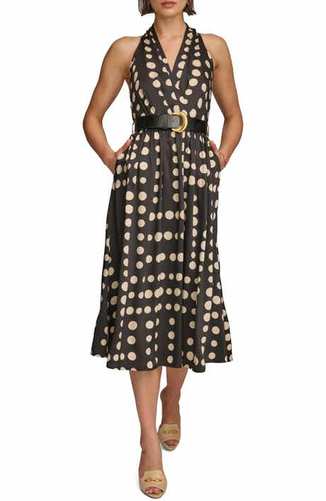 Polka Dot Belted Midi Dress