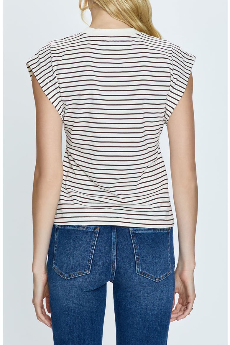 Marina Stripe Stretch Cotton T-Shirt, Alternate, color, CHESTNUT IVORY STRIPE