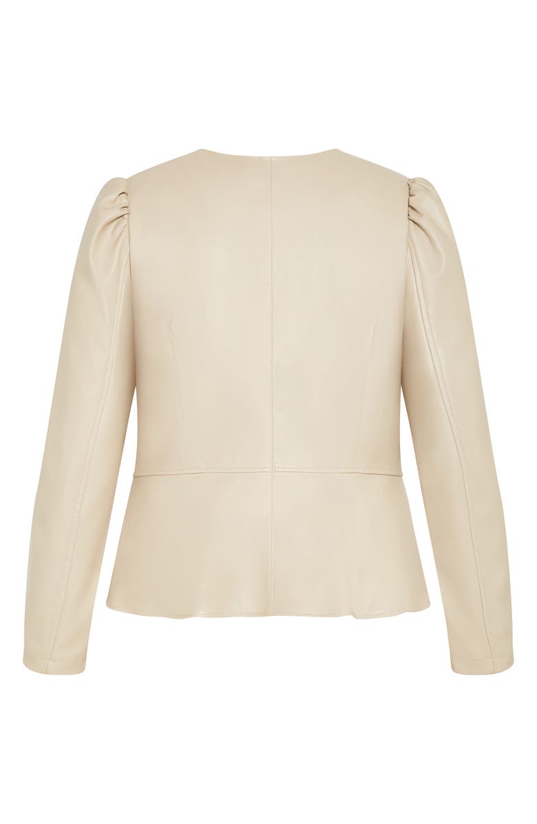 City Chic Mallory Faux Leather Jacket, Alternate, color, Cream