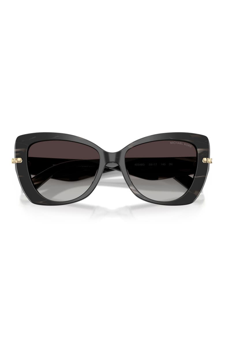 Atlanta 55mm Gradient Butterfly Sunglasses, Alternate, color, BLACK HORN / LIGHT GREY