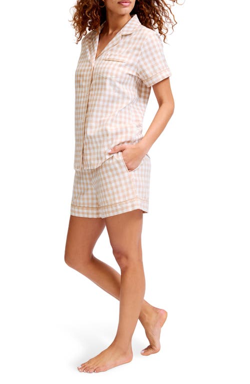Petite Plume Gingham Cotton Short Pajamas In Neutral