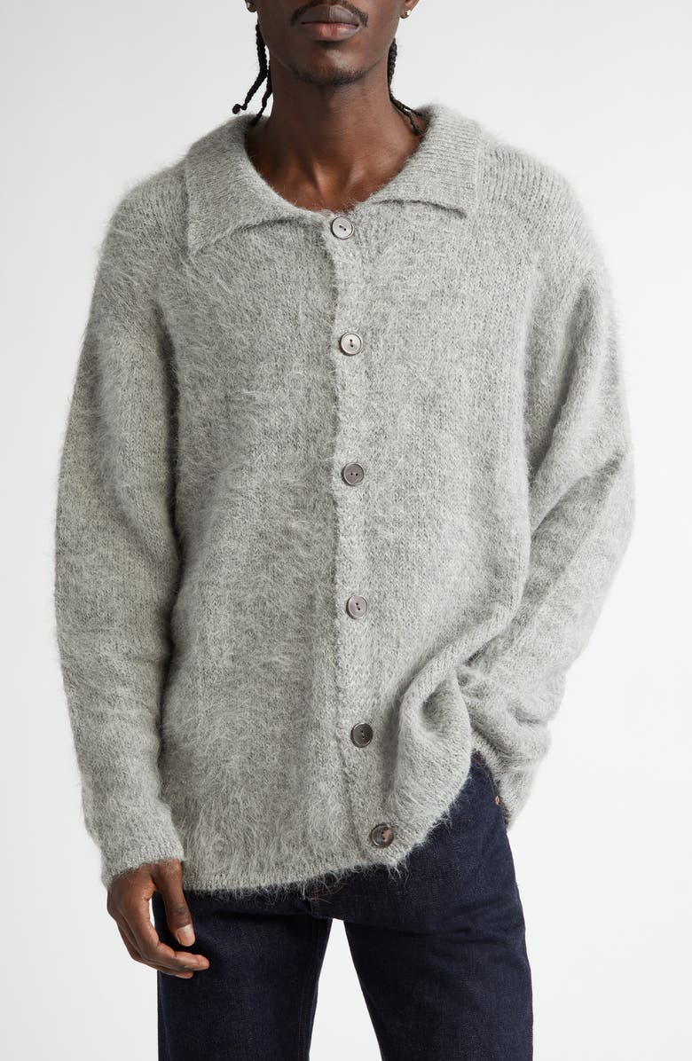 The Elder Statesman Thistle Alpaca Blend Cardigan, Main, color, 50 Light Grey