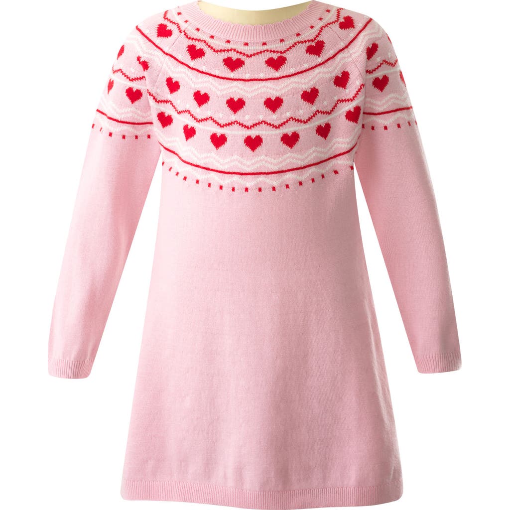 Rachel Riley Heart Knit Dress In Pink
