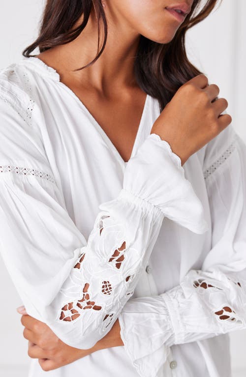 Paneros Clothing Stevie Lace Inset Embroidered Blouse In Off White
