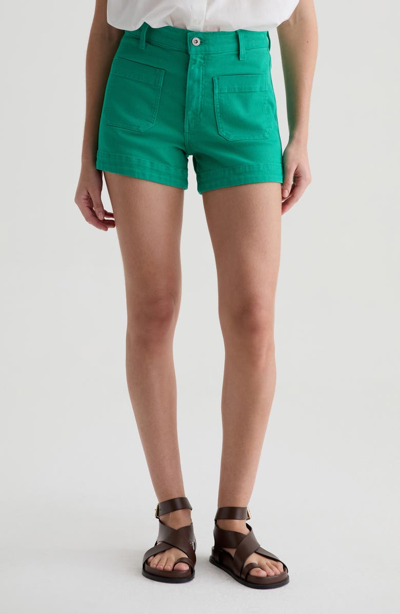 AG Daisy Patch Pocket Denim Shorts, Main, color, Kelly Green