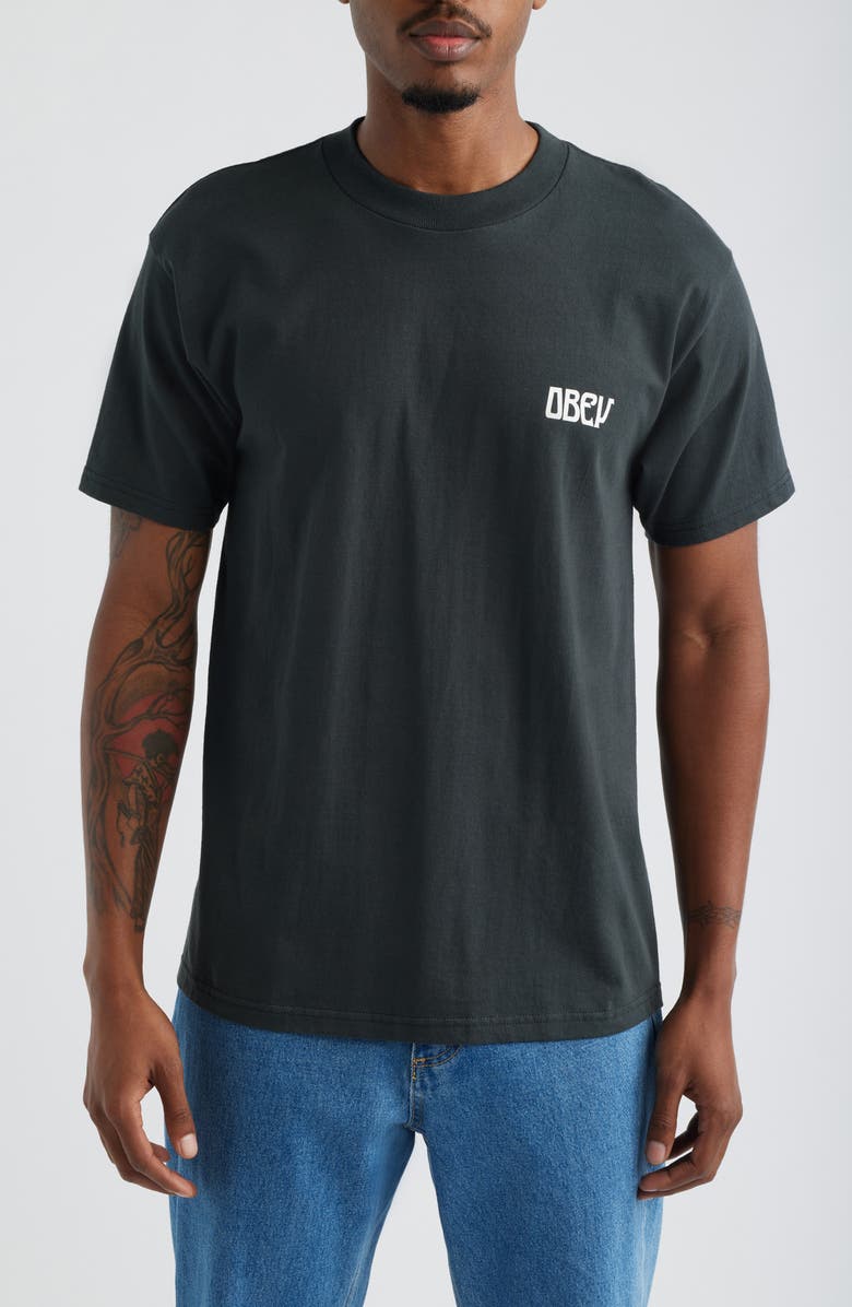 Obey Peace Now Butterflies Graphic T-Shirt, Main, color, Vintage Black