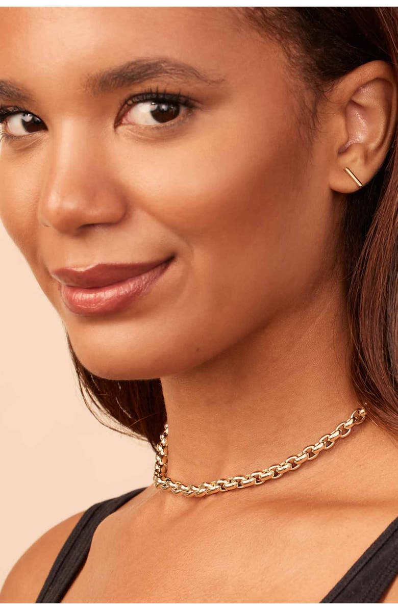 Oradina 14K Yellow Gold Pisa Bar Studs, Alternate, color, Yellow Gold