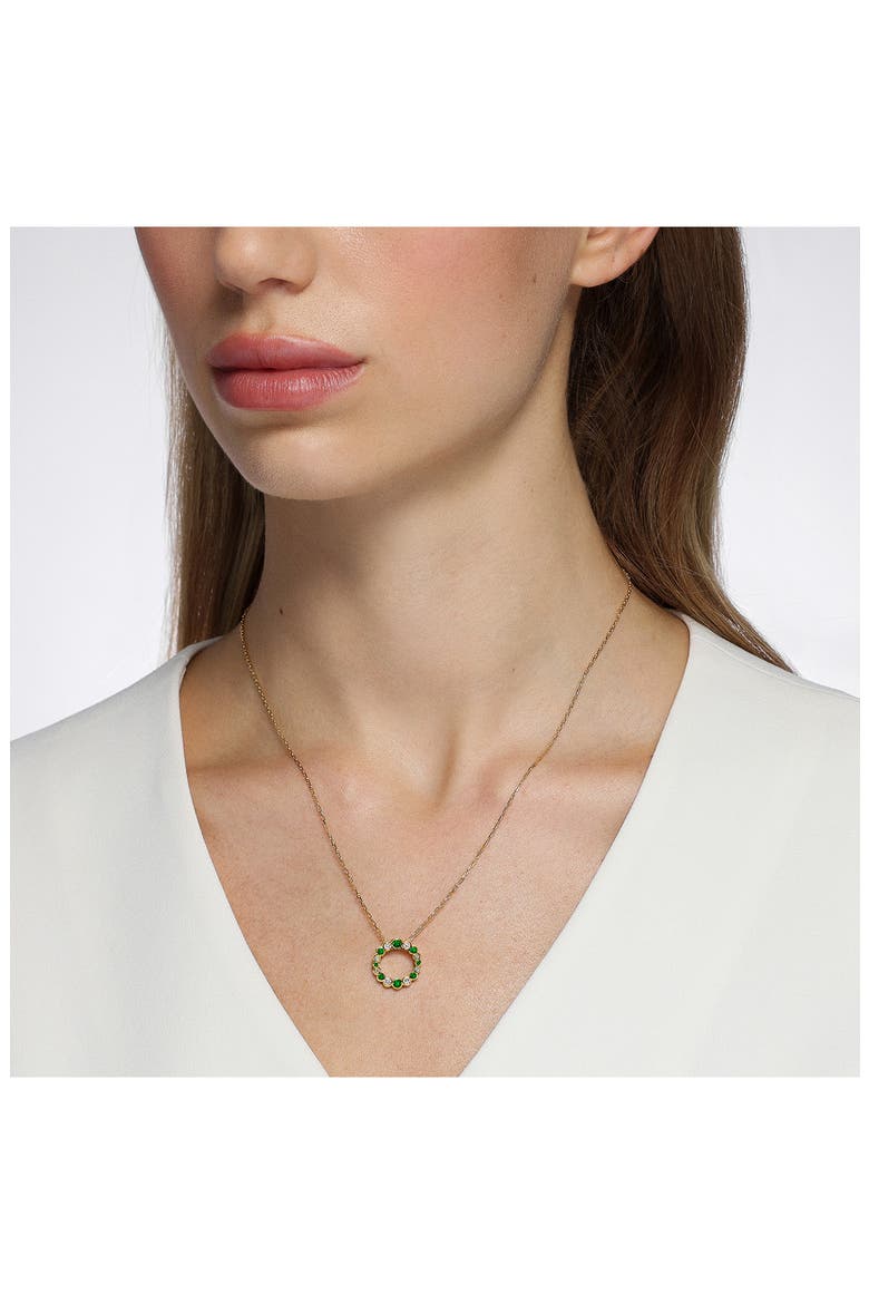Bubbly Diamond & Emerald Pendant Necklace, Alternate, color, EMERALD