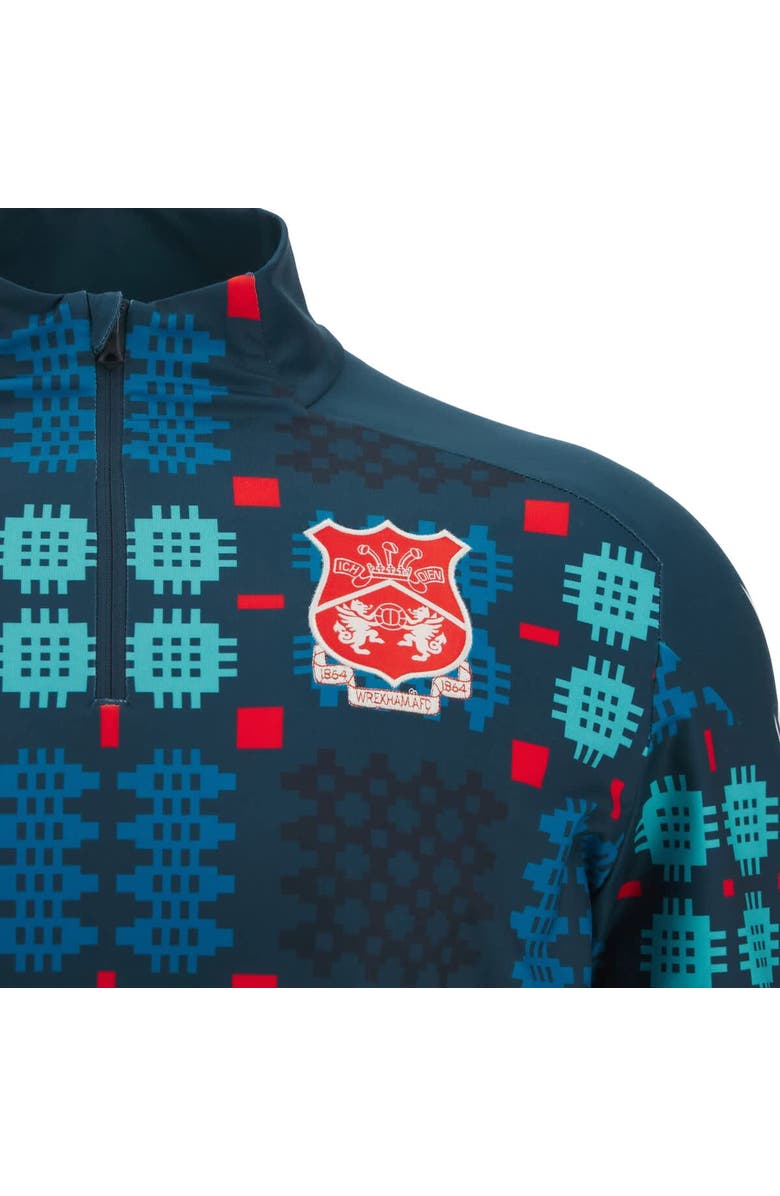 Macron Men's Blue Wrexham Warm-Up Quarter-Zip Pullover, Alternate, color, Blue