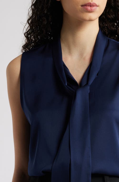 Kobi Halperin Ives Sleeveless Tie-neck Blouse In Midnight Blue