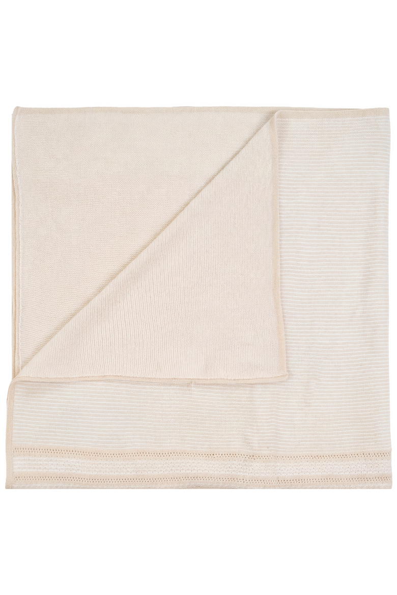 Striped Pointelle Knit Blanket, Main, color, Beige