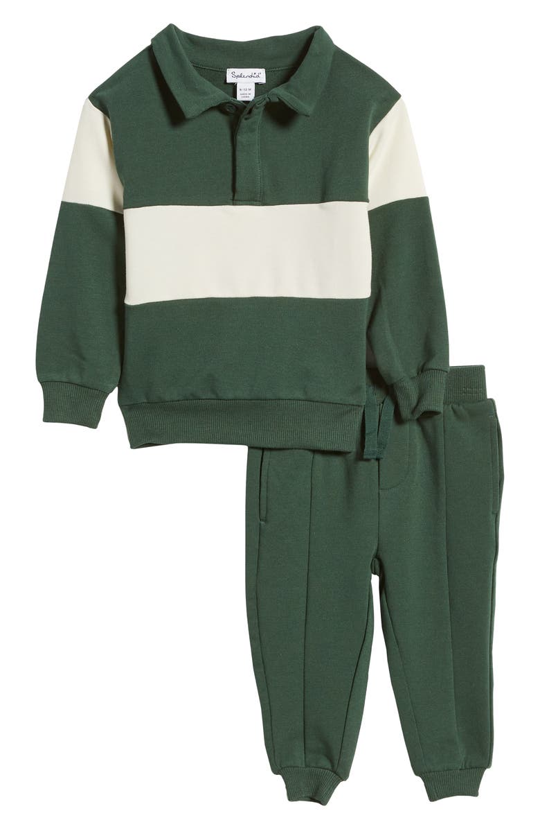 Splendid Varsity Long Sleeve Polo Shirt & Joggers Set, Main, color, 