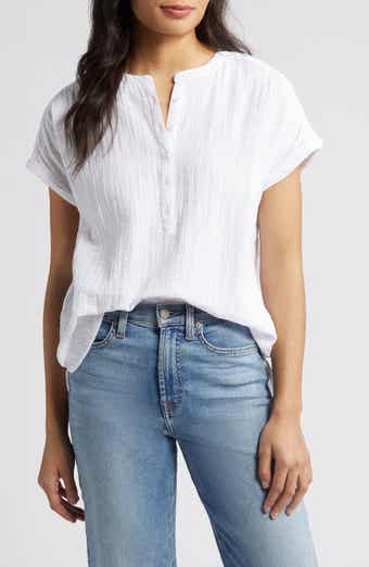 Caslon® Cotton Gauze Henley Top