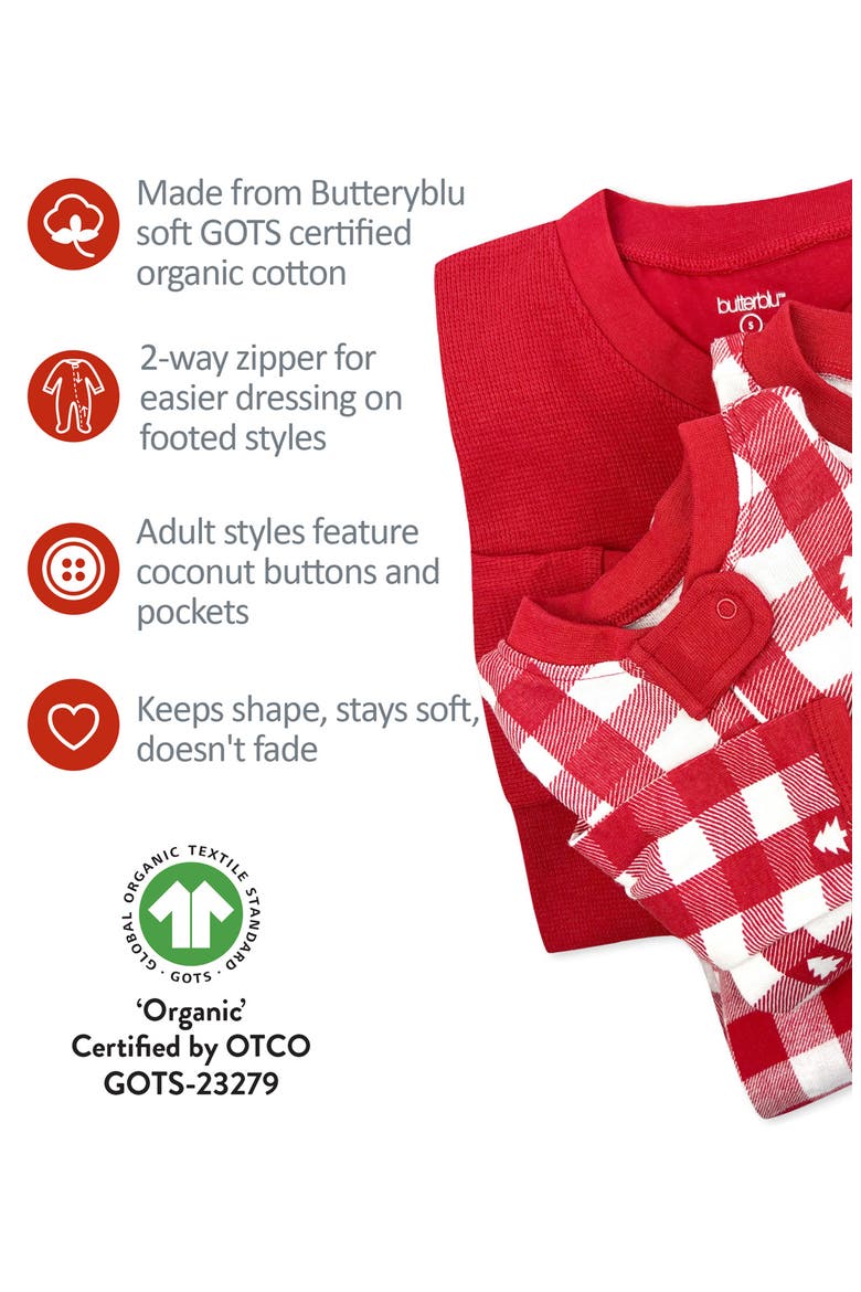 Kids' Zen Print Fitted Organic Cotton Two-Piece Pajamas, Alternate, color, CHECK OUT RED