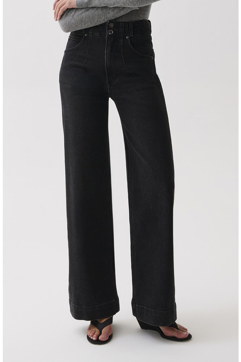 Lana Double Button High Waist Wide Leg Jeans, Main, color, JETSET