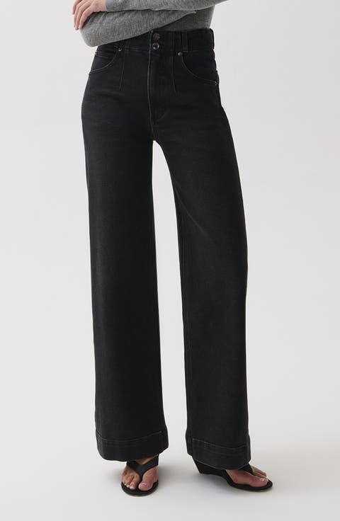 Lana Double Button High Waist Wide Leg Jeans
