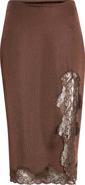 Balmain Lace Trim Knit Midi Skirt