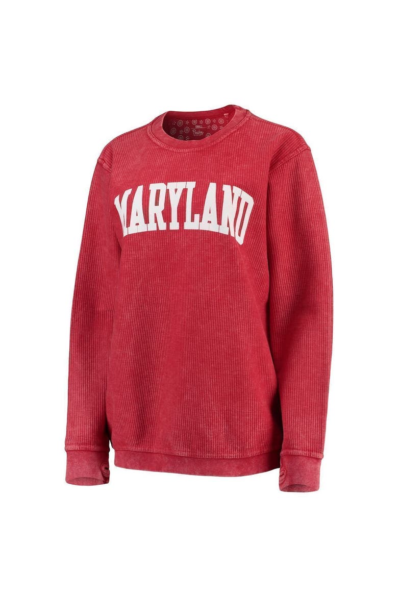 Women's Pressbox Red Maryland Terrapins Comfy Cord Vintage Wash Basic Arch Pullover Sweatshirt, Alternate, color, RED