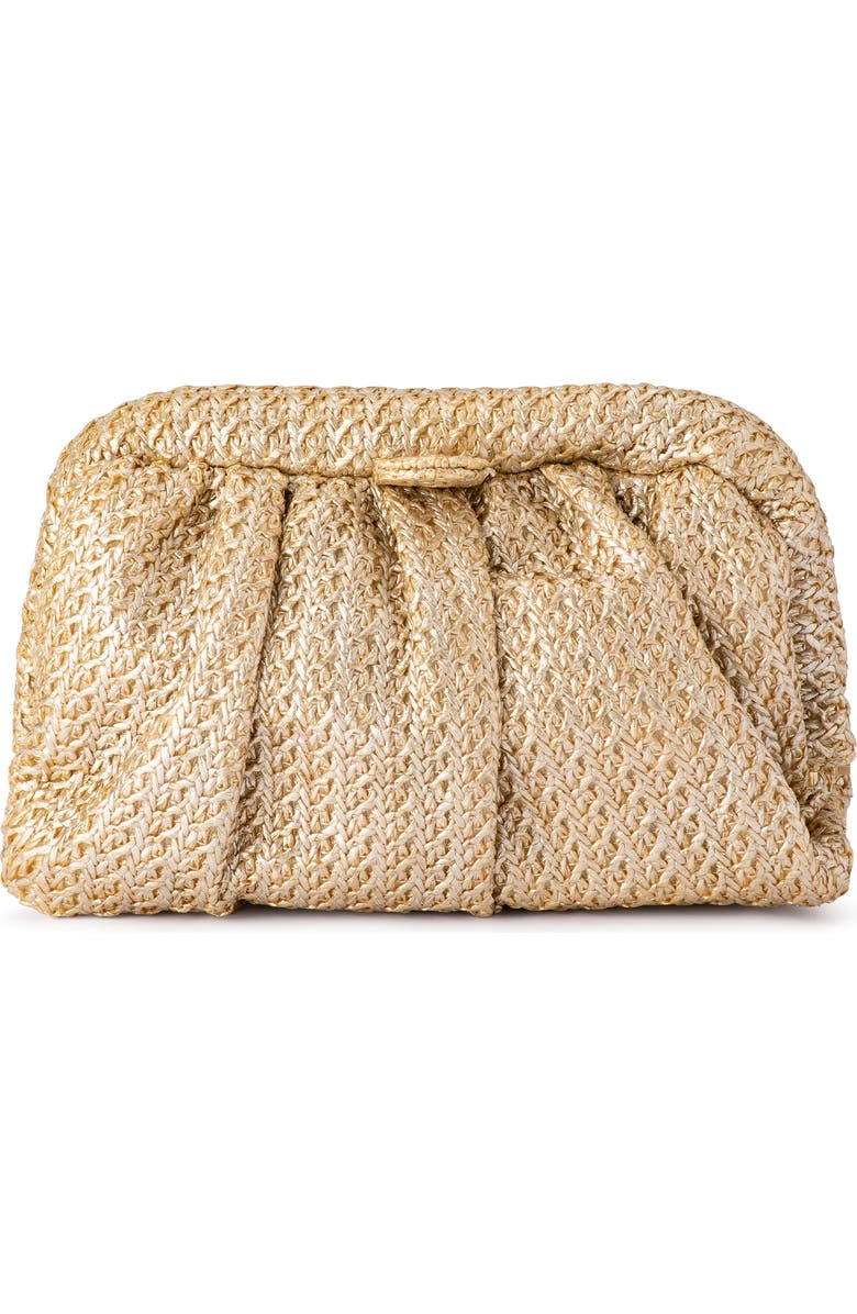 Olga Berg Stevie Pleated Woven Clutch, Main, color,
