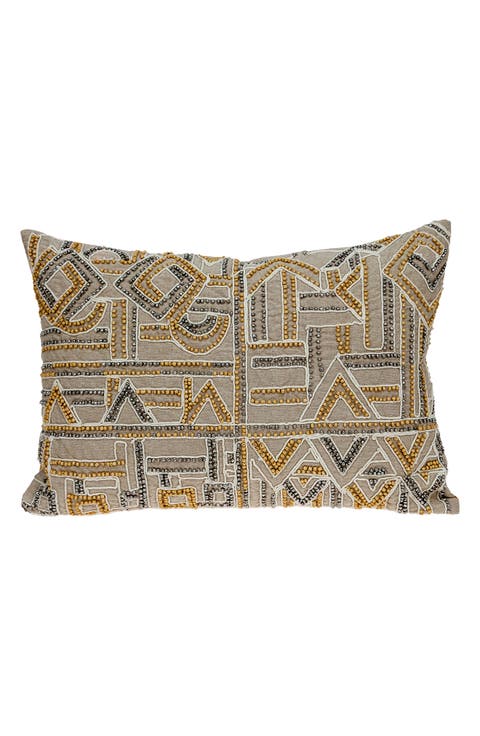 Beaded Geometric Accent Pillow