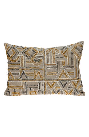 Parkland Collection Beaded Geometric Accent Pillow In Beige