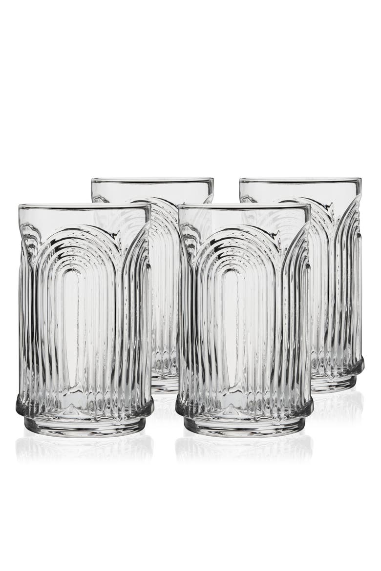 Deco Beau Crystal Highball Glasses Set of 4, Main, color, Clear