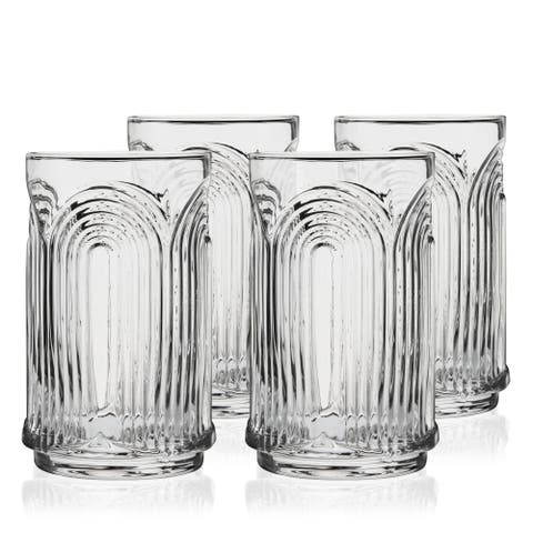 Deco Beau Crystal Highball Glasses Set of 4