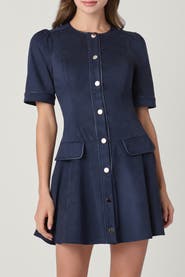 Shoshanna Suede and Leather Merina Dress