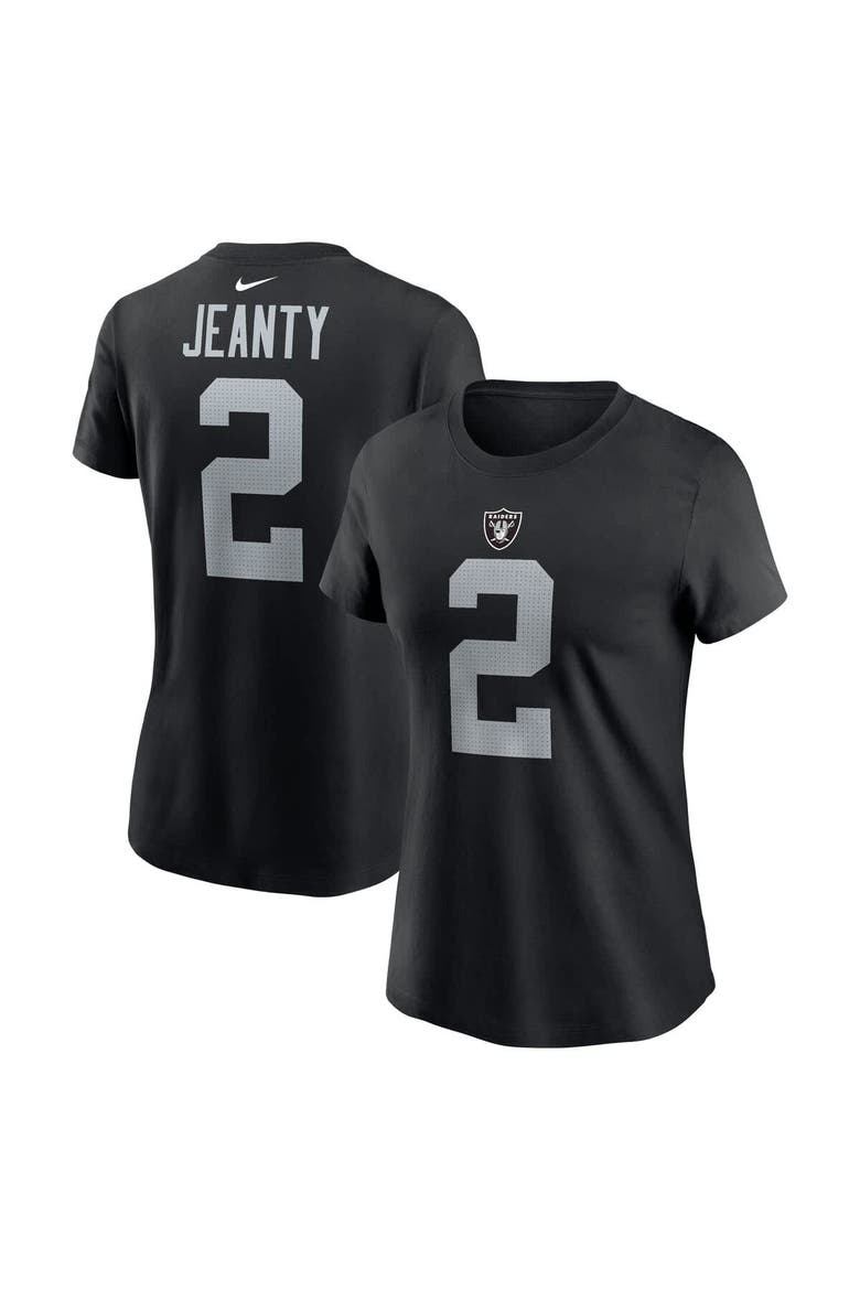 Women's Nike Ashton Jeanty Black Las Vegas Raiders 2025 NFL Draft First Round Pick Name & Number T-Shirt, Alternate, color, Black