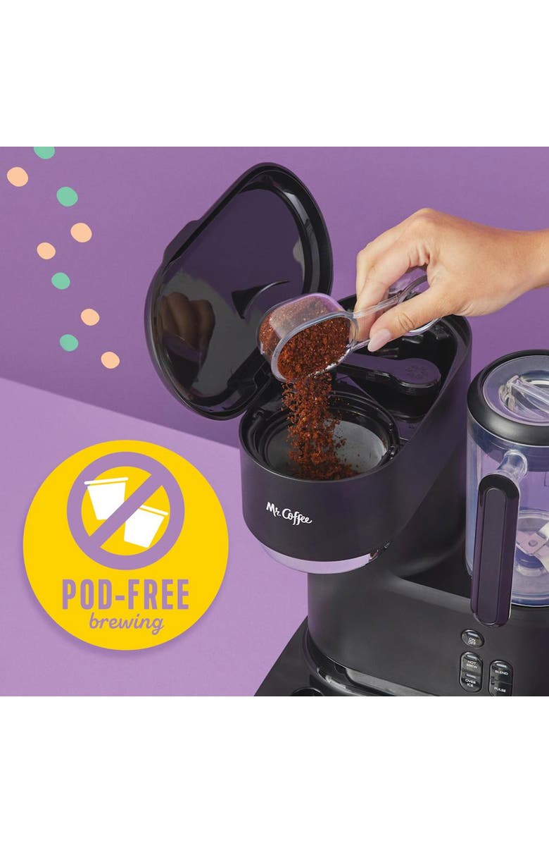 Mr. Coffee 3-in-1 Single-Serve Iced and Hot Coffee/Tea Maker with Blender with Reusable Filter, Scoop, Recipe Book, 2 Tumblers, Lids and Straws, Black, Alternate, color, Black