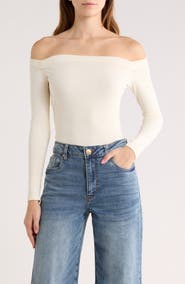 Blu Pepper Long Sleeve Off the Shoulder Top