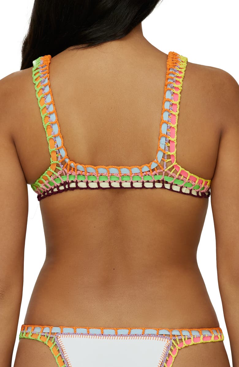 PQ SWIM Colorful Whipstitch Trim Triangle Bikini Top, Alternate, color,