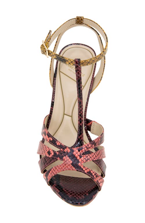 Kenneth Cole Liona Embossed T-strap Sandal In Multi Postal Snake
