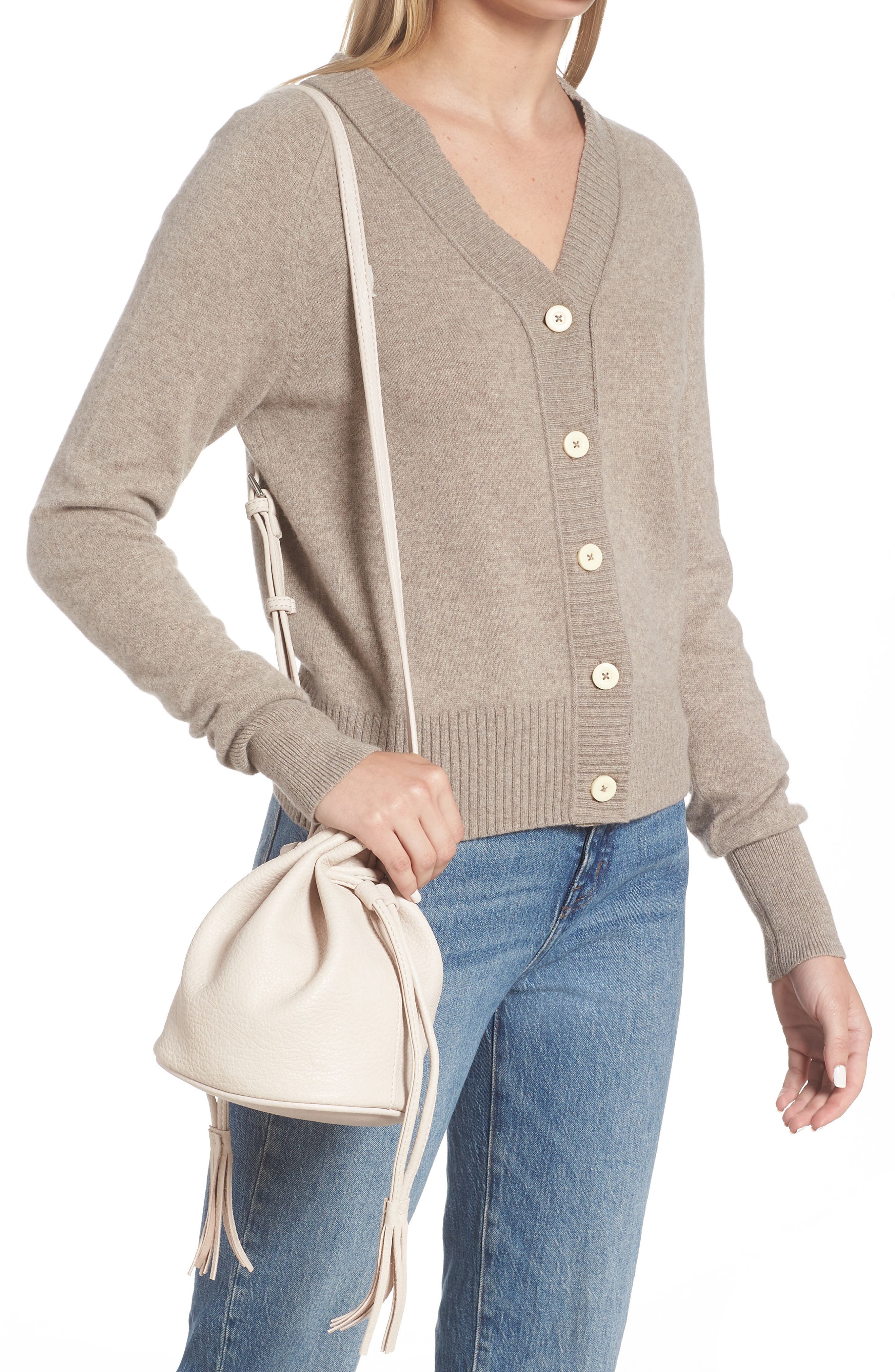 Faux Leather Bucket Bag, Alternate, color, BONE