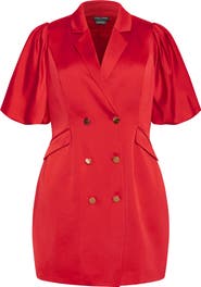 City Chic Julissa Short Sleeve Satin Blazer Dress