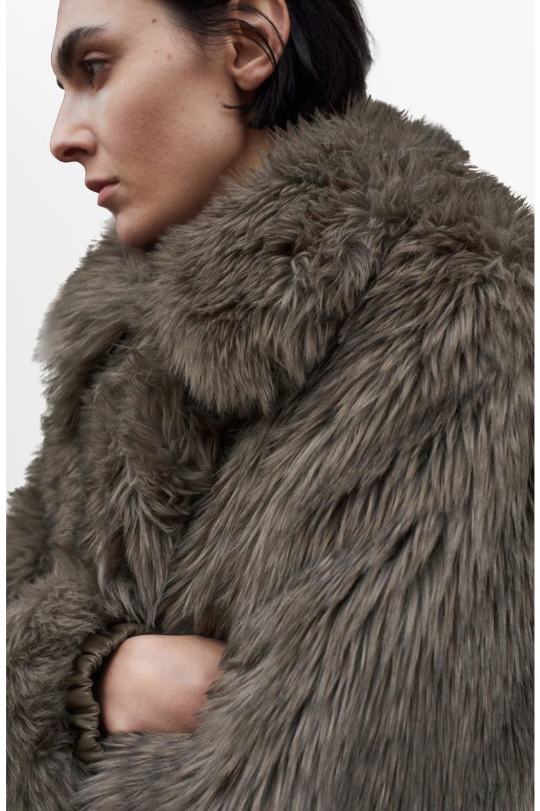 Faux Fur Front Zip Jacket, Alternate, color, GREY
